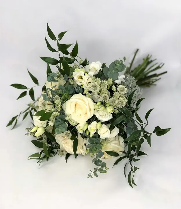 White and Green Bridal Bouquet with Roses and Astilbe