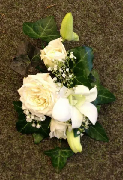 White Rose and Dendrobium Orchid Corsage