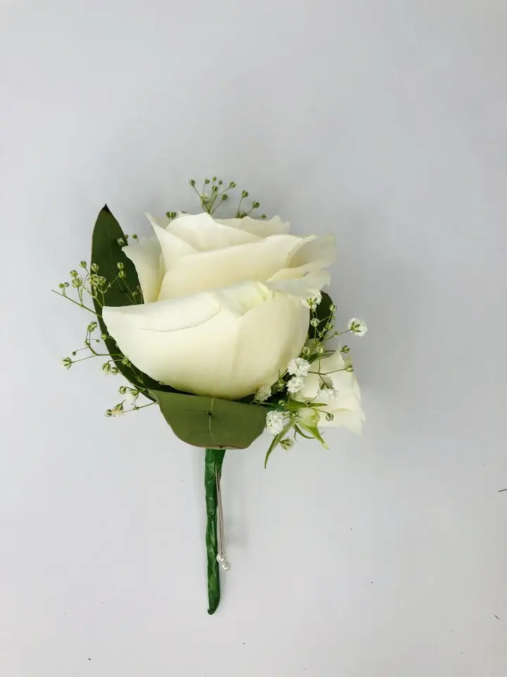 White Rose Buttonhole for Summer Wedding