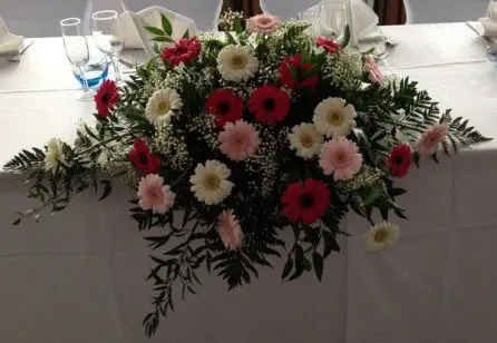 Pink and White Gerbera Top Table Arrangment
