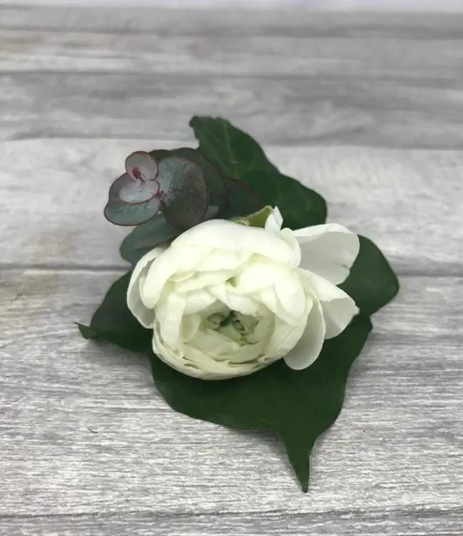 Guest White Ranunculus Wedding Buttonhole