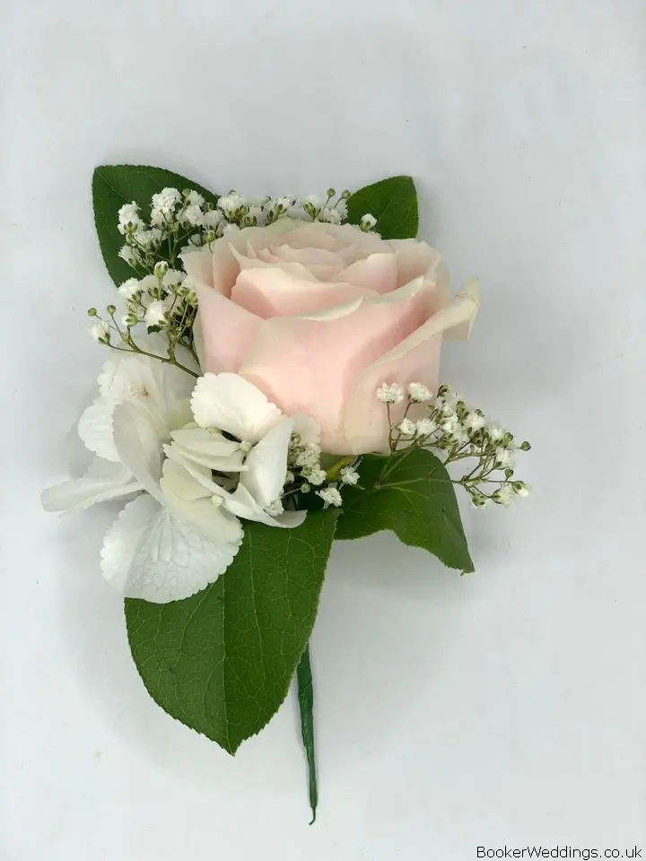 Pink Rose and Hydrangea Groom Buttonhole