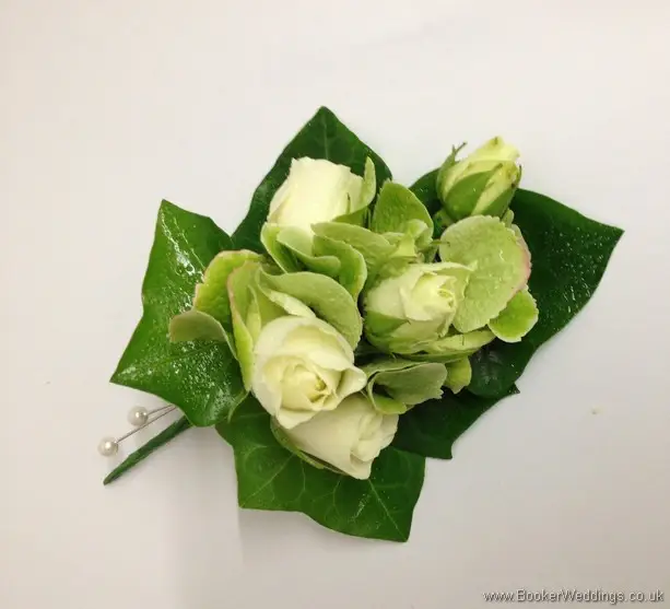 Cream Rose and Green Hydrangea Pin Corsage