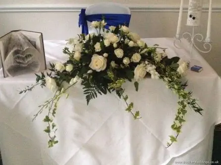 All White Rose and Orchid Registrars Table Arrangement at The Atlantic Hotel