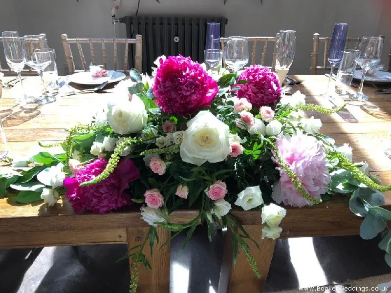 Top Table Roses Peonies and Spray Roses Arrangement for Wedding Reception
