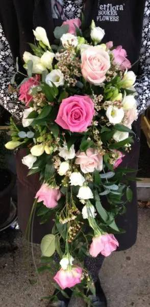 Pink Rose and freesia Brides Shower Bouquet 2