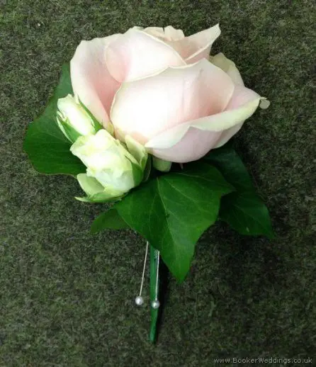 Blush and Spray Rose Grooms Buttonhole