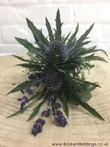 Groom Buttonhole with Eryngium Gyp and Lavender
