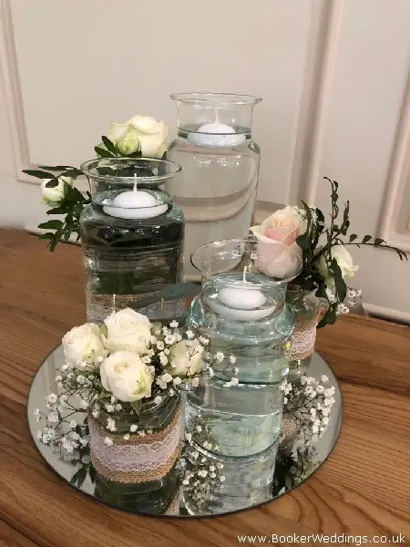 Table Centrepiece for Wedding Tables of Roses and Gypsy Grass
