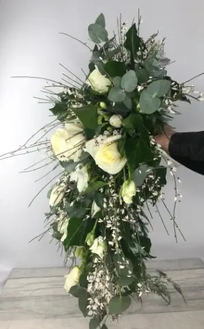 Classic White and Green Bride Shower Bouquet
