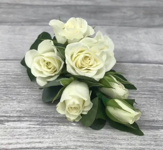 White Rose and Green Pin Corsage Mother of Bride