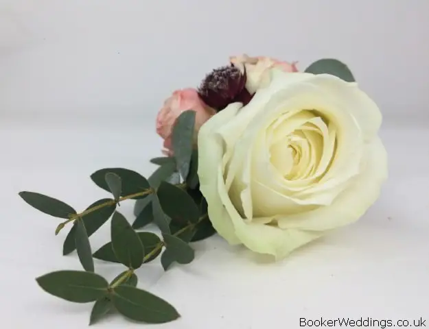Groom Buttonhole White Pink and Burgundy