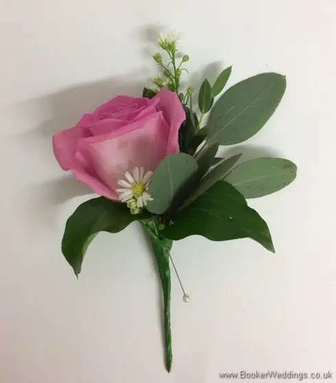 Pink rose and aster daisy rustic buttonhole