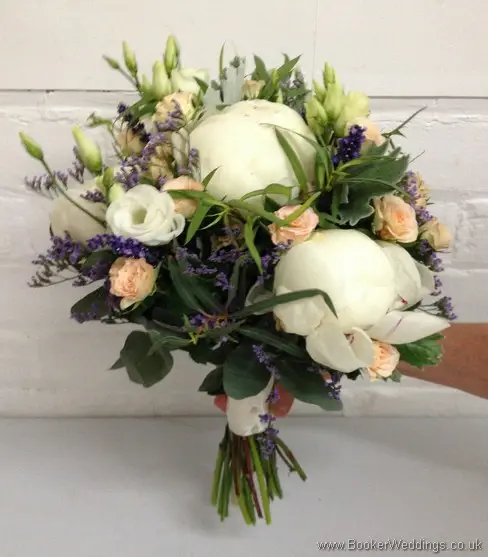 Just Picked English Country Garden Bridal Bouquet with Peonies, Lissianthus, Spray Roses, and Lavender