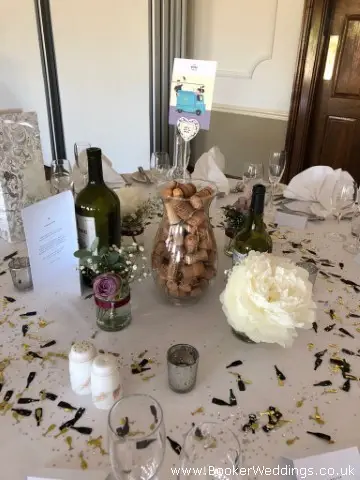 Wedding Table Centre with Peony and Roses in Glass Jars