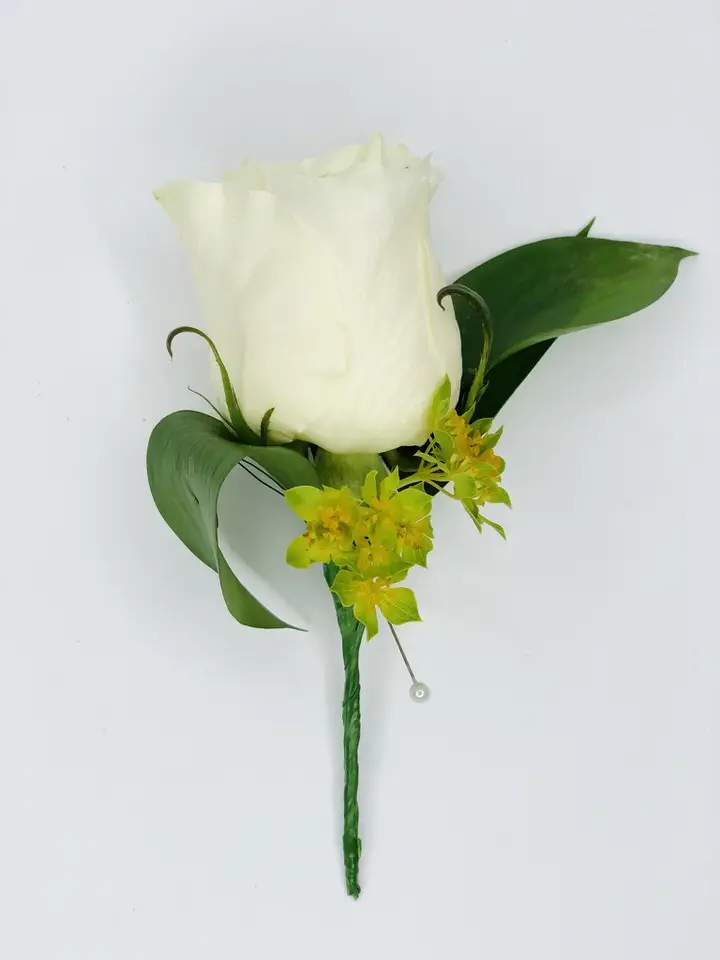 White Rose Buttonhole for Lady