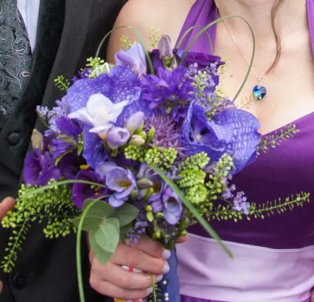 Purple Vanda orchid and mixed purple flowers bridesmaid Bouquet