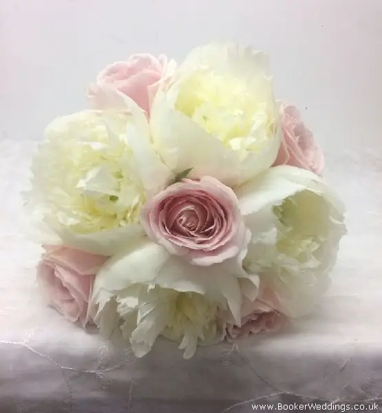 Bridesmaid Wedding Bouquet of Blush Pink Roses and White Peonies