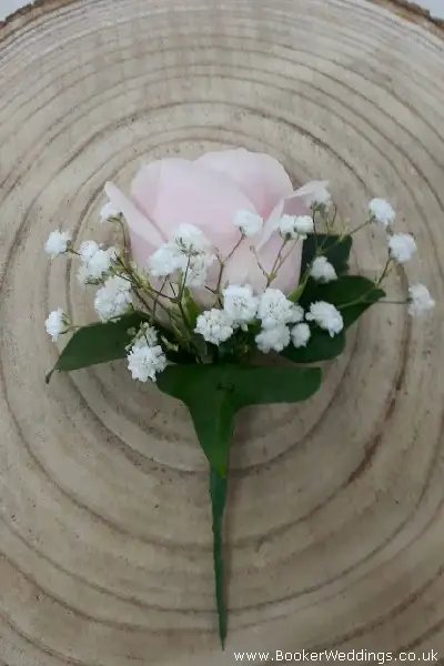 Groom Wedding Buttonhole of Sweet Avalanche Roses and Gyp