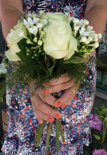 Cream Bridesmaid Bouquet of Rose and Bouvardia - Side