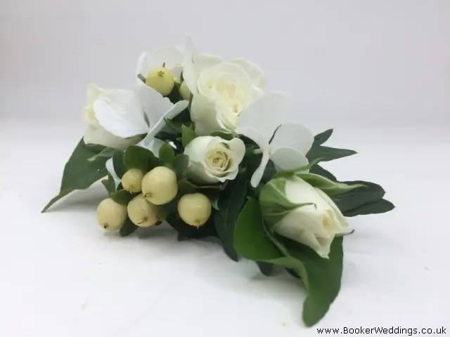 Spray Roses Hypercium and Hydrangea Corsage