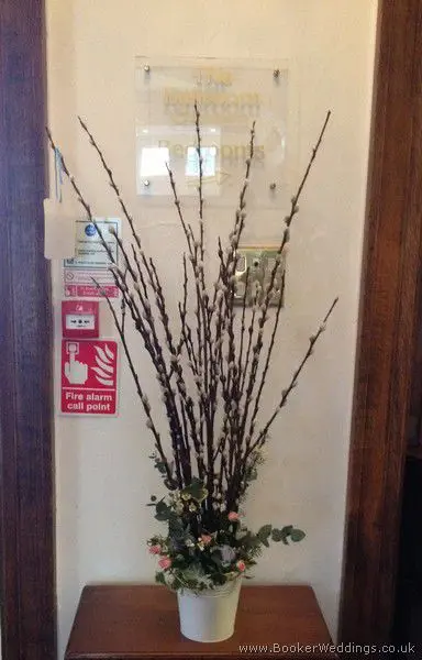 Pussy Willow and Spray Rose Seating Table Tree Arrangement at West Tower Aughton