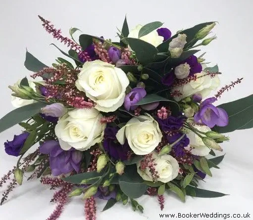 Bride Wild Handtied Bouquet in White and Purple