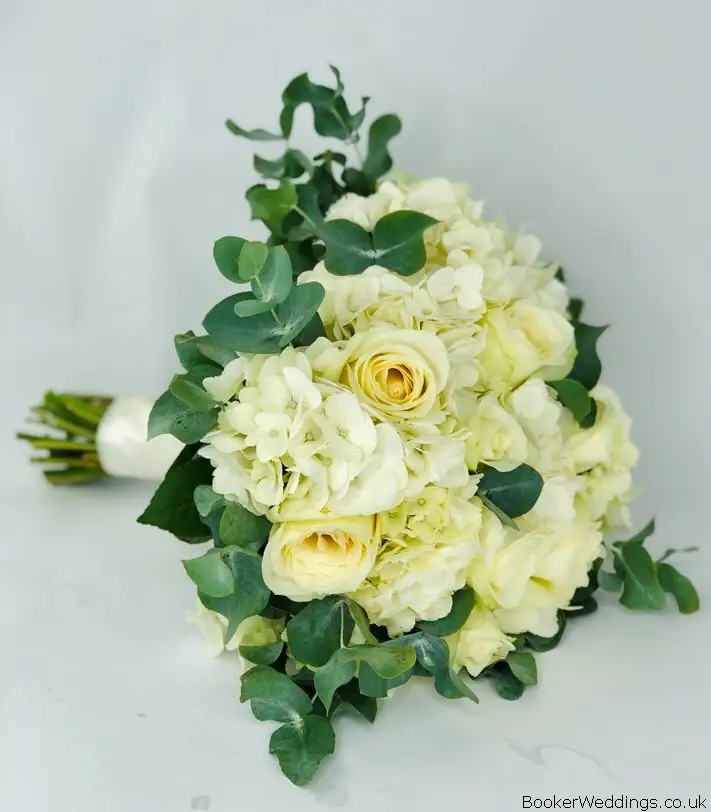 Bride White Rose and Hydrangea Handtied