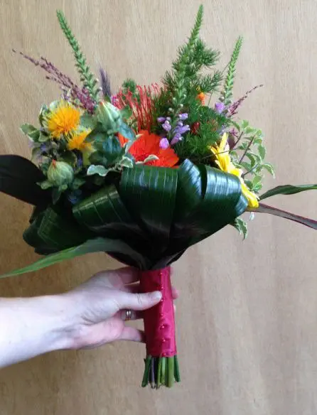 Jungle Wedding Multicoloured Bridesmaid Bouquet - Zoo - Side View