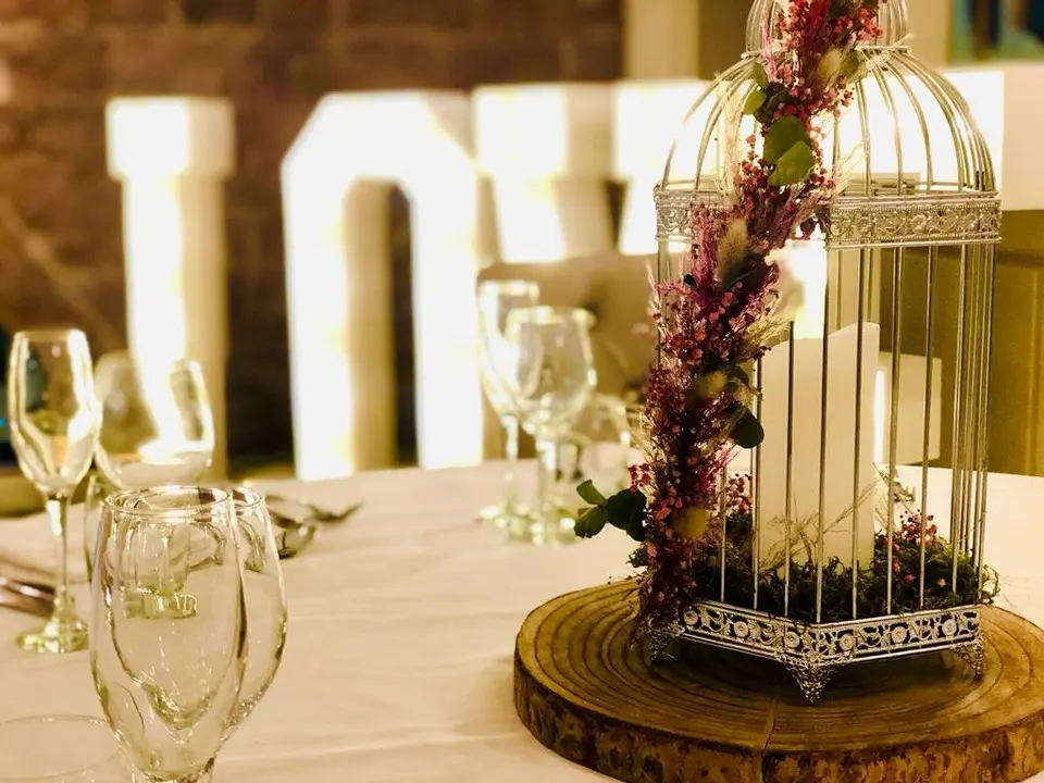 Dried Floral Birdcage Table Decoration at Allerton Manor