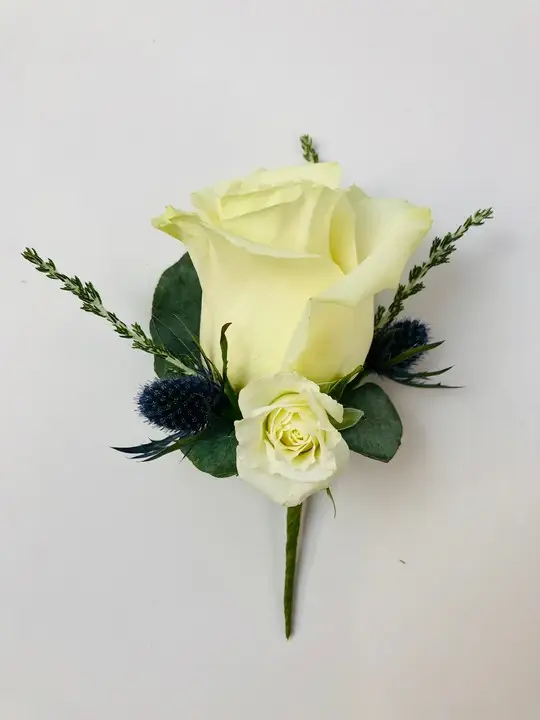 Rose and Eryngium Buttonhole for Winter Wedding