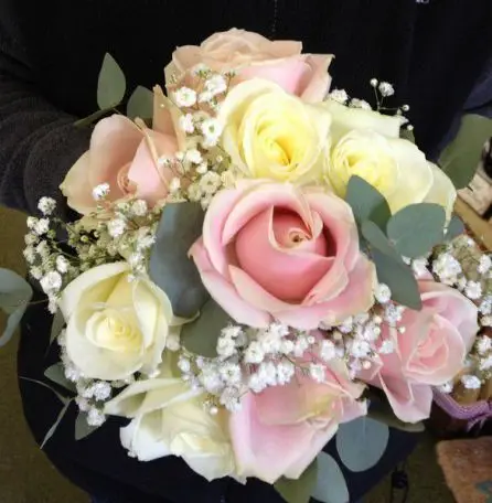 Cream and Pink Rose Bridesmaid Bouquet