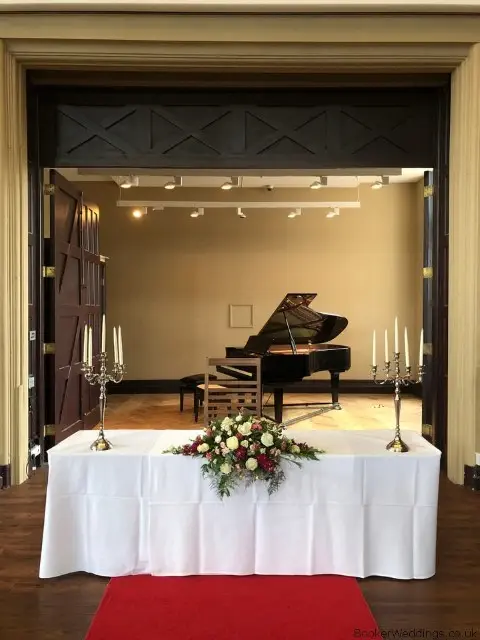 Victoria Gallery and Museum Wedding Flowers for Registrar Table