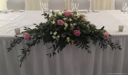Dusky Pink Rose Top Table Arranagement at Thornton Hall Hotel
