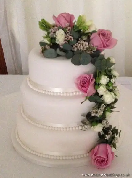 Dusky Pink Rose Wedding Cake Decoration Side View