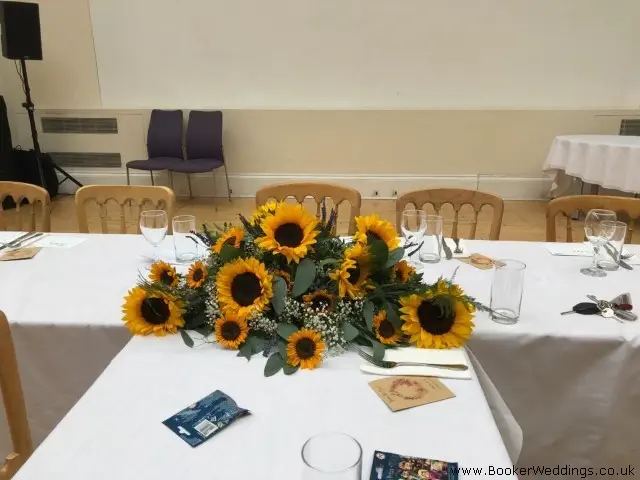 Sunflower Lavender and Gyp Top Table Arrangement