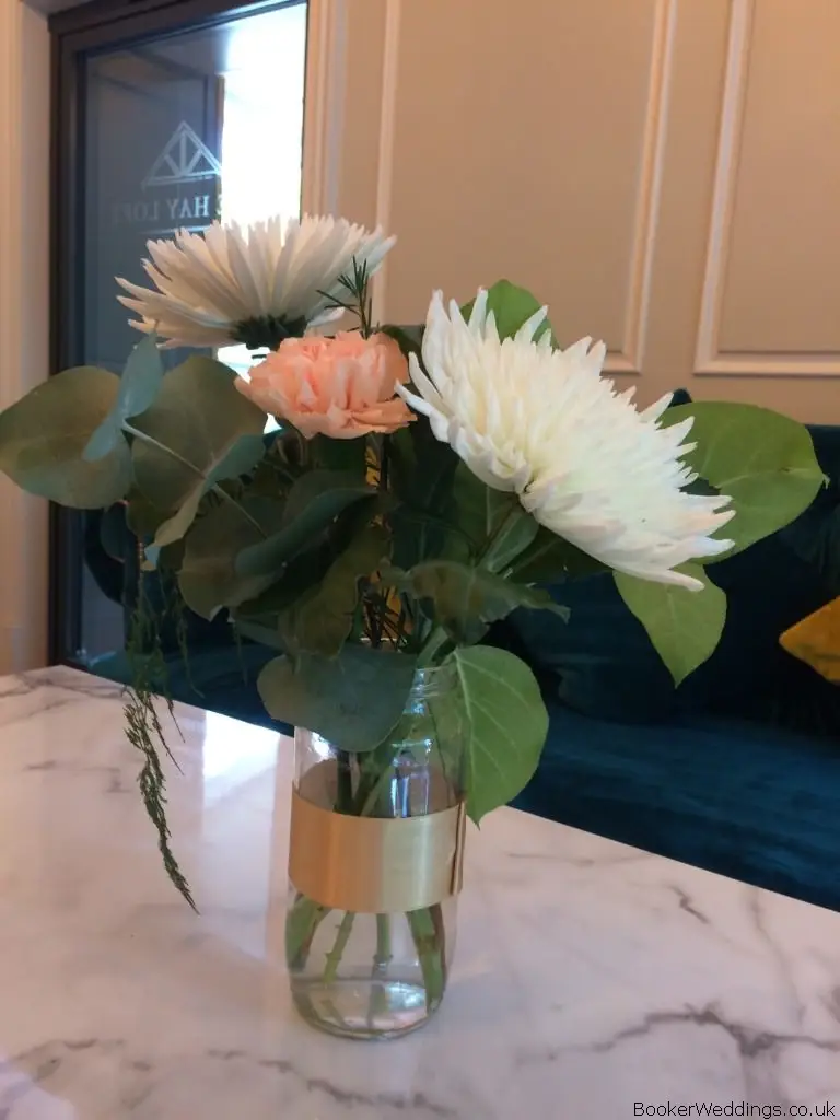 Coral and Ivory Table Flowers in Jars