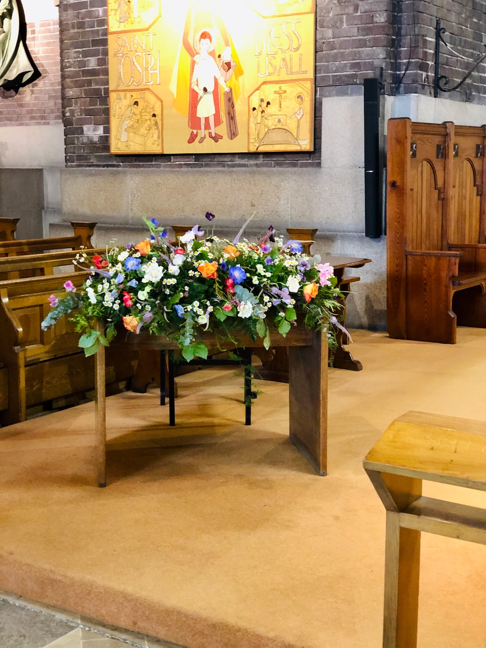 Bright Meadow Wedding Flowers at Cathedral