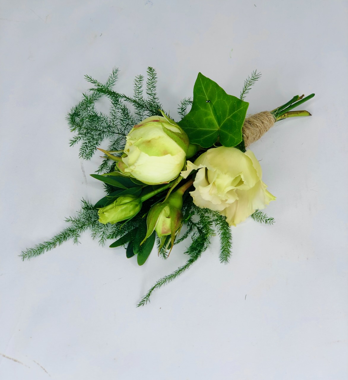 Pastel Rose Boutonierre with Fern