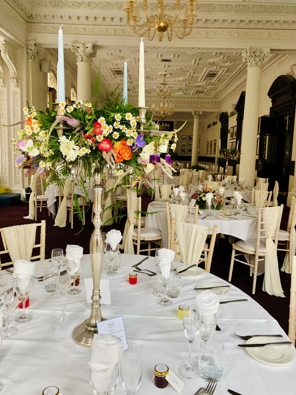 Summer Meadow Candelabra at Wedding