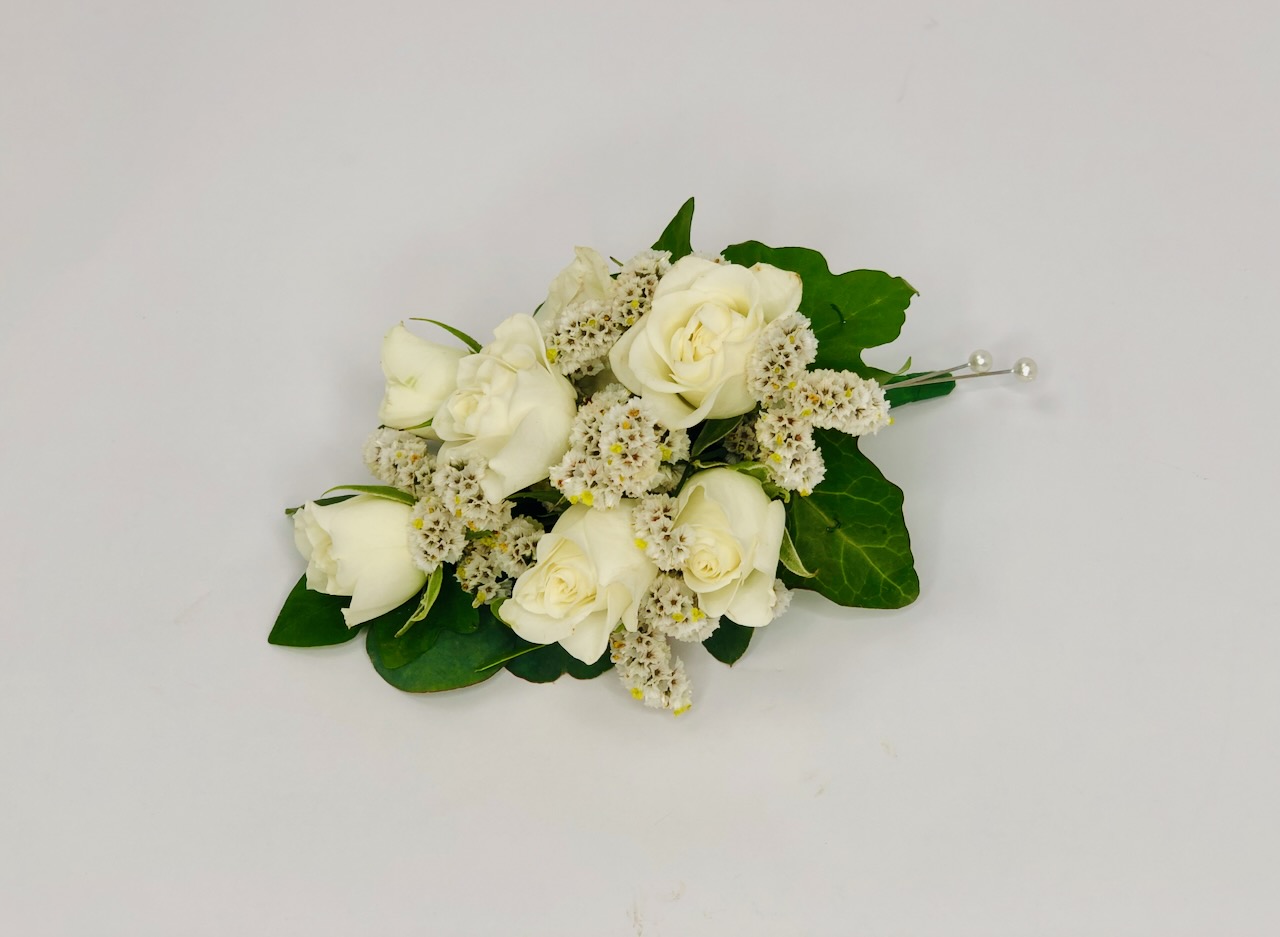 White Spray Rose Wedding Corsage