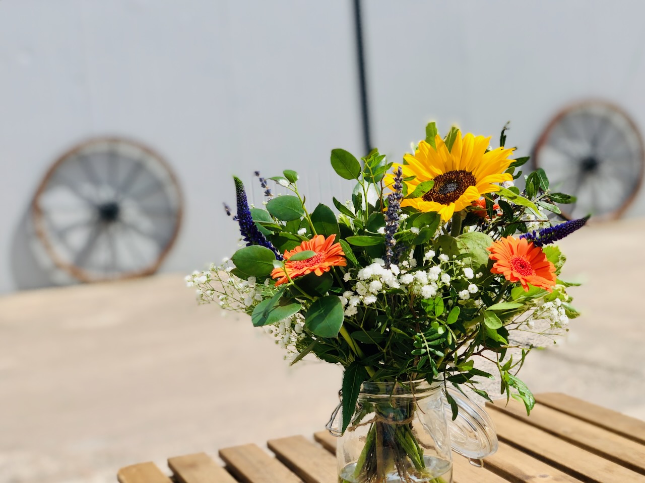 Bright Summer Sunflower and Gerbera Vase