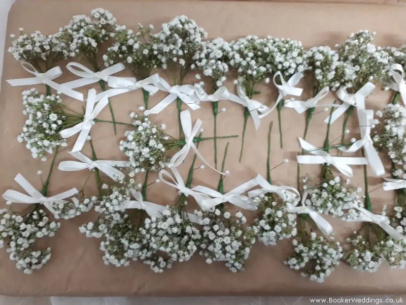 Wedding buttonholes of Gypsophilia