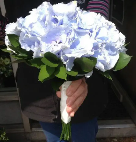 Blue Hydrangea Bridesmaid Bouquet Side