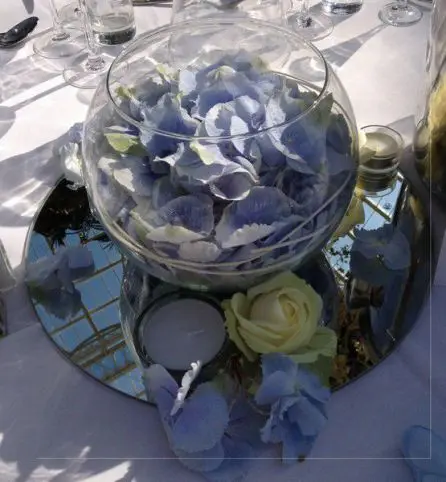 Blue Hydrangea Fishbowl Arrangement