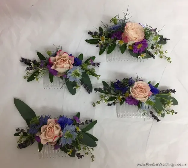 4 x bridesmaid hair combs in a just picked wild country style