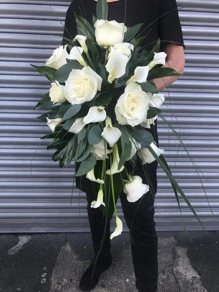 Bride White Shower Bouquet Calla Lilies and Roses