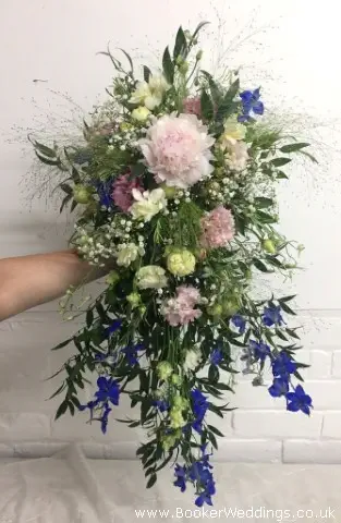 Bride Shower Bouquet Of Wild Flowers In Pink And Blue