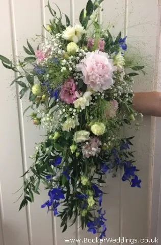 Bride Shower Wedding Bouquet Of Wild Flowers In Pink And Blue