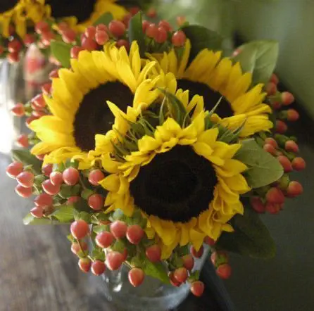 Sunflower and Hypericum Bridesmaid Bouquet 